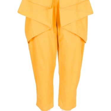 Gianni Versace 1980s Vintage Sunshine Yellow Cotton Cropped Butterfly Pants Sz XS S 