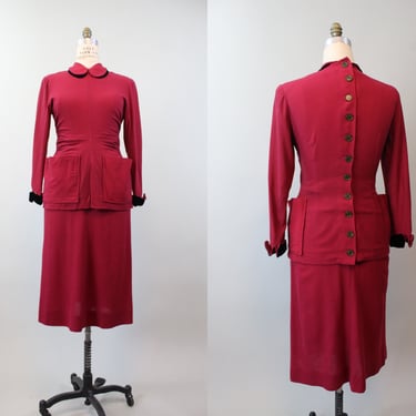 1940s BACK BUTTON top and skirt medium | new spring 