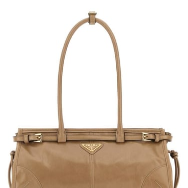 Prada Women Cappuccino Leather Shoulder Bag