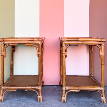 Pair of Rattan Side Tables