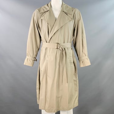 GIORGIO ARMANI Vintage Size L Khaki Cotton Open Front Belted Trenchcoat