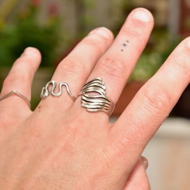 Modernist Sterling Silver Ring, Minimalist Silver Cutout Ring, Abstract Swirl Ring, Vintage 925 Jewelry, Stacking Ring, Size 8 1/4 US 