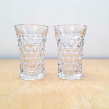 Set of 2 Diamond Cut Crystal Tumblers, American Brilliant Cut Water Glasses, Stunning Vintage Barware 