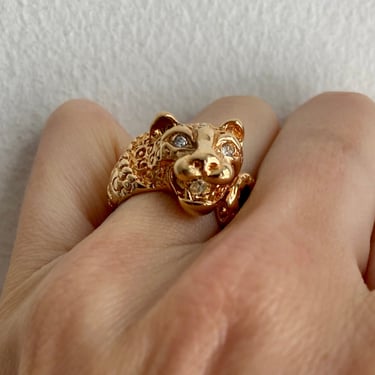70s Fierce 18K Gold Plate Panther Ring