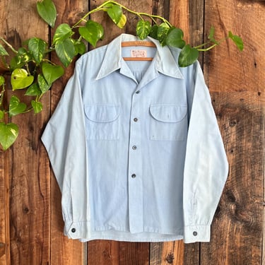 Vintage 60s Marlboro Sportswear Rockabilly Button Up Chambray material size L 