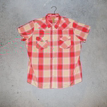 Wrangler Western Plaid Mens Shirt Summer Casual Short Sleeve Cotton Blouse XXL 