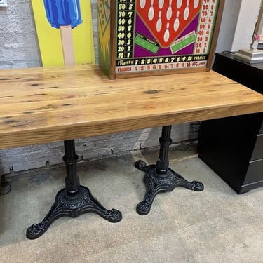 Dining or work table with cast iron base 46 x 28 x 29” Please call to purchase 202-232-8171