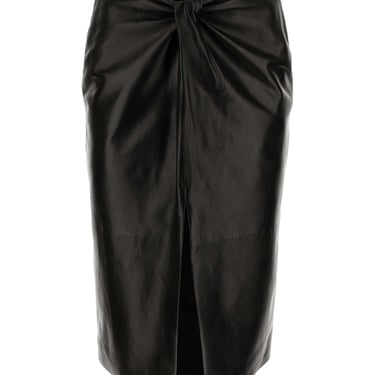 Saint Laurent Women Black Leather Skirt