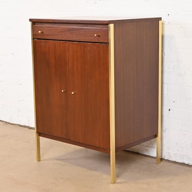 Paul McCobb Connoisseur Collection Mahogany and Brass Petite Server or Bar Cabinet, Newly Refinished