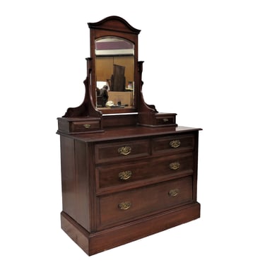 Antique Chest Of Drawers | Victorian English Mahogany Dresser With Beveled Mirror 
