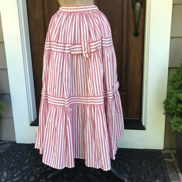 French Red Stripe Skirt, Petticoat, Cotton, French Country Farmhouse 