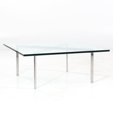 Ludwig Mies van der Rohe for Knoll Barcelona Mid Century Chrome and Glass Coffee Table - mcm 
