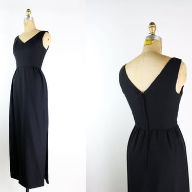 50s Wiggle Black maxi dress / 1950s Dress / Party Dress / Size XS/S 