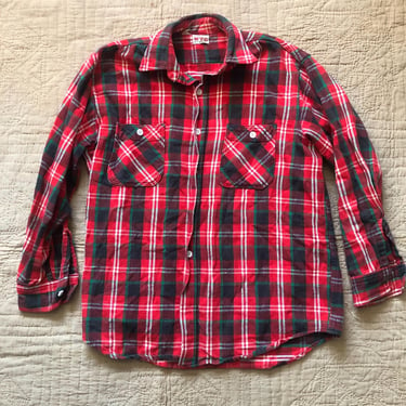 50s Cotton Plaid Flannel Medium 