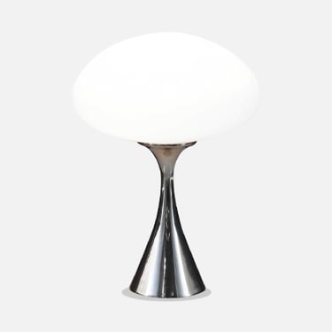 Laurel Chrome & Mushroom Frosted Glass Shade Lamp 