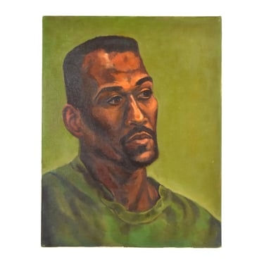 Portrait Oil Painting African-American Man w Goatee Lenell Chicago Artist 