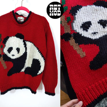 Chunky Vintage 80s 90s Red Panda Novelty Sweater 