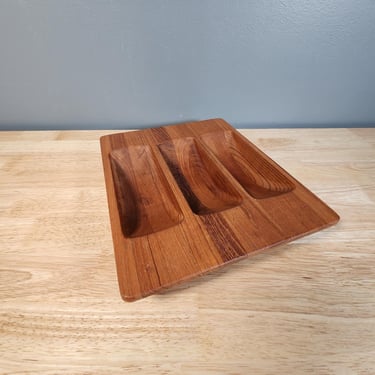 Dansk Divided Teak Tray Bowl 