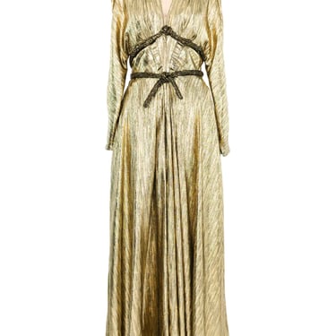 1970s Gold Lame Goddess Gown