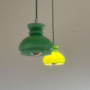 1 of 3 Vintage Small Glass Pendant Lights / Mid-Century Modern Ceiling Lighting / Retro Home Decor / Kitchen Island / Yugoslavia / 1960s 