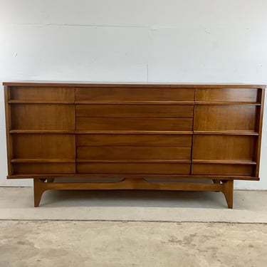 Mid-Century Curved Front Walnut Credenza by Young Mfg. 