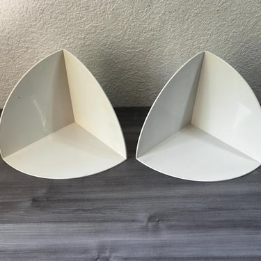 Vintage 1970s Kartell White bookends, By Giotto Stoppino, Minimalist decor, Made in Italy, Space Age Bookends , Reggilibri Bookends 