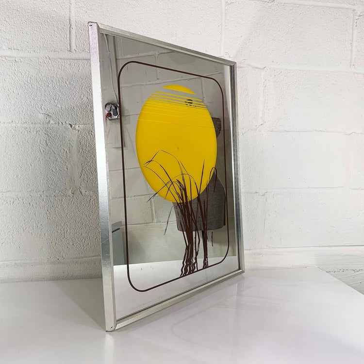 Vintage 1970s Mirror Intercraft Industries Cattails Grass Jim