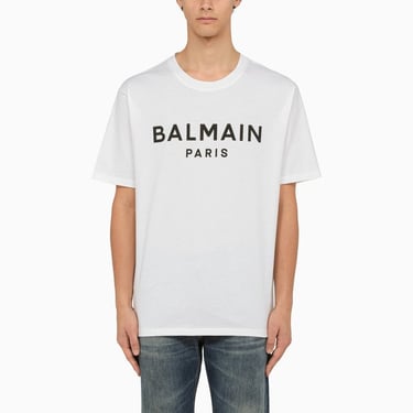 Balmain White Crew-Neck T-Shirt With Logo Men