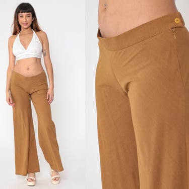 Y2K Bell Bottom Pants Brown Flared Trousers Vintage Low Rise Flares Boho Hippie Low Waisted Retro Bohemian 00s Euro 36 Small 6 