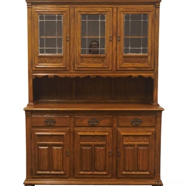 ETHAN ALLEN Royal Charter Solid Oak Rustic Americana 55" Buffet w. China Cabinet 16-6007 / 16-6009 