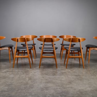 8 Hans Wegner CH33 Teak Dining Chairs Danish Modern Set of 8 
