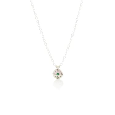 Silver Lights Charm Pendant - Emerald + Sterling Silver