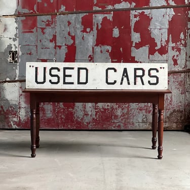Vintage Double-Sided Used Cars Wood Sign 
