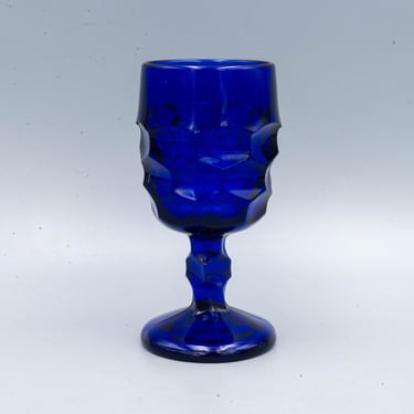 Viking Glass Georgian Cobalt Wine Glass | Vintage Mid Century Modern Glassware 