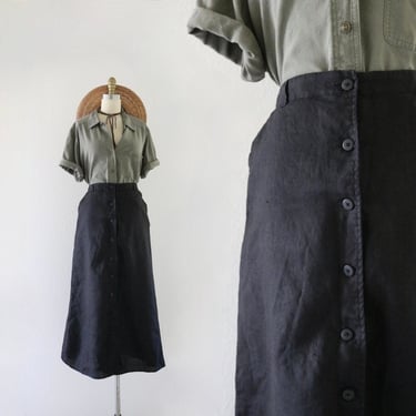 black linen button skirt - 6 