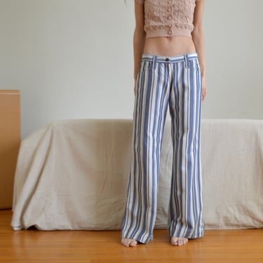 armani jeans low rise vertical stripe wide pant / size 6 