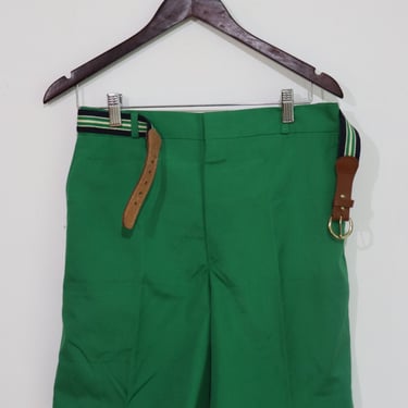 Vintage 70s/80s Jos A. Bank Belted Chino Dress Shorts Green Men's Size 33 NOS 