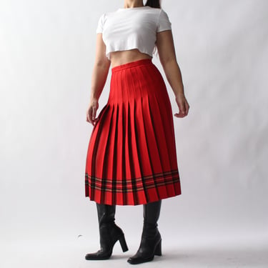 Vintage Plaid Wool Pleated Skirt - W25