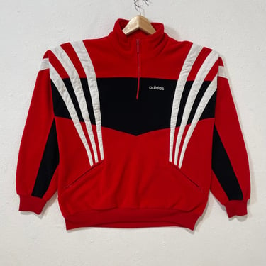 Vintage 1980's Red Fleece Adidas Jacket Sz. L