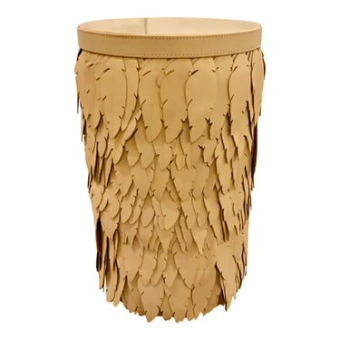 Global Views Modern Tan Leather Feathers Emily Martini Table