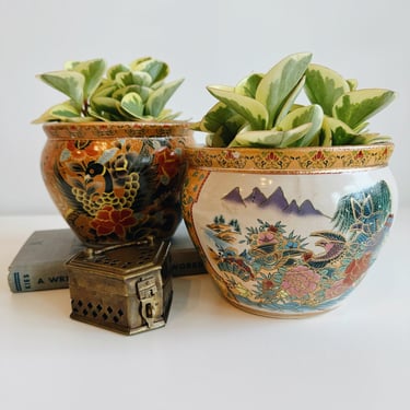 Vintage Chinoiserie Porcelain Planters