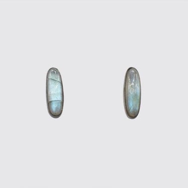 Jane Diaz NY - Oval Cabochon Stud Earrings  - Sterling Silver / Labradorite