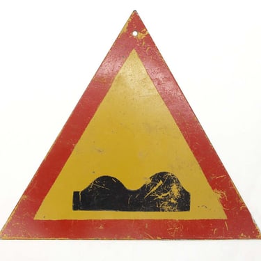 Vintage European Steel Uneven Road Traffic Sign