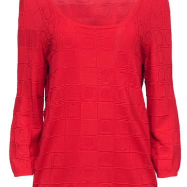 Ferragamo - Red Knit Sweater w/ Classic Logo Sz XL