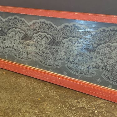 Red Framed Etched Glass Transom Window