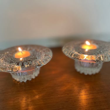 Vintage 1960s Mid Century Candlestick Holders by Orrefors Sweden 