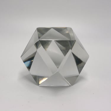 vintage geometric crystal glass paperweight 