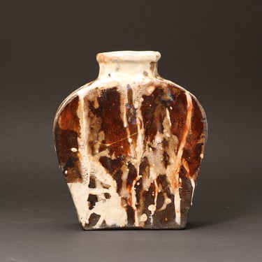 Handcrafted Flower Vase - Fine Ceramic Ware - Original Clay Art - Small Batch Ceramics -Dark Brown Variegated Style 