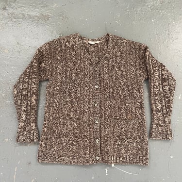 Size Large Vintage 90s Cardigan Button Up Knit Sweater Women’s Brown Brown Earth Tone 