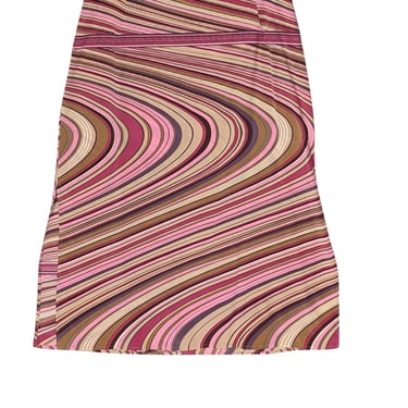 Shoshanna - Pink, Purple, & Cream Swirl Print Silk Side Slit Skirt Sz 6